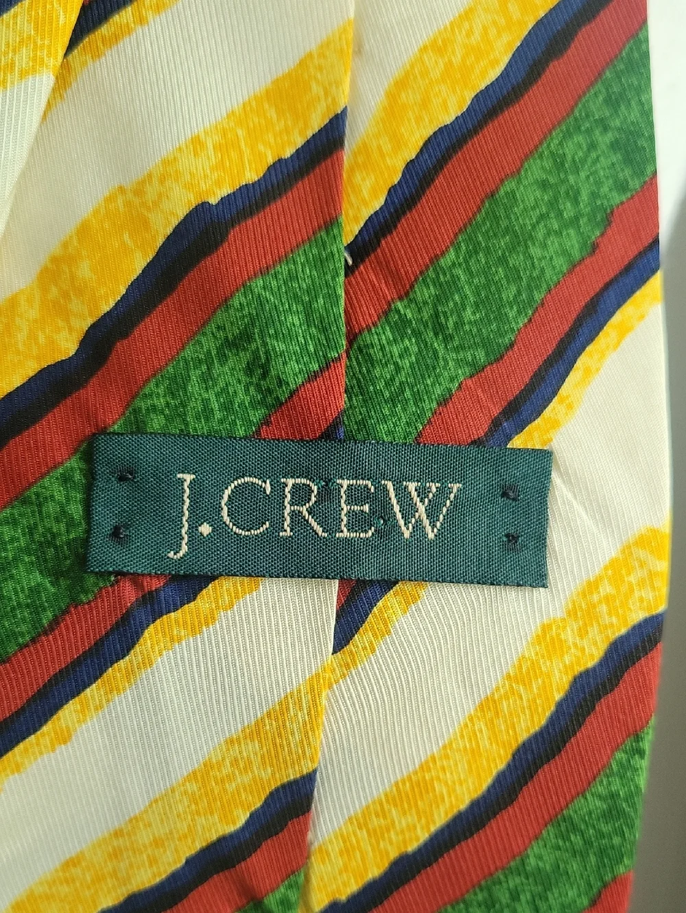 Vintage J. Crew Silk Striped Green, Red, Purple/Blue, Yellow & Cream Men's Tie